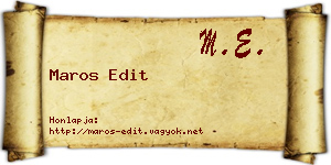 Maros Edit névjegykártya